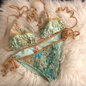 Luli Fama Gold & Lace Bikini